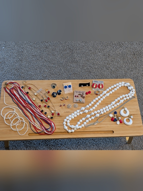 Jewelry - Vintage Red White And Blue Costume Jewelry Lot